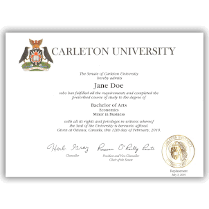 The Carleton University Diploma is accredited with a Canadian diploma